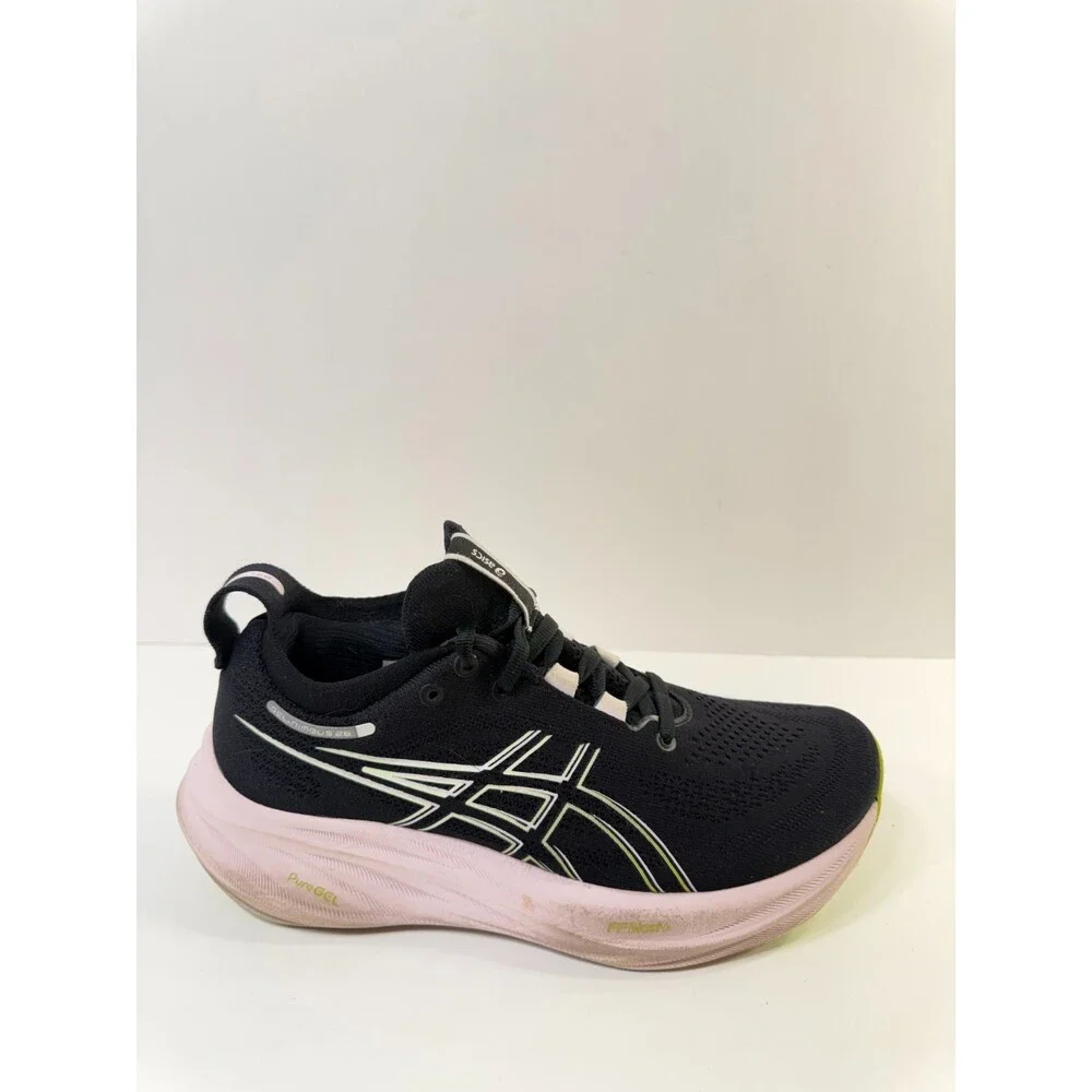 ASICS Women's Gel-Nimbus 26 Running Shoe, US 7, Black/NEON Lime